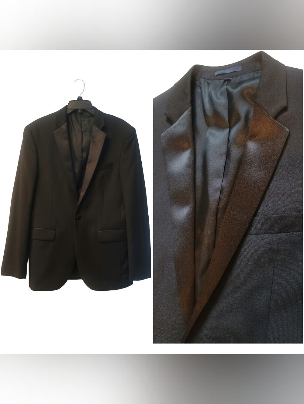 Jo's A Bank Black 1 Button Formal Tuxedo Blazer Slim Fit Size: 39R/33